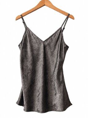 Brochu Walker Ryen Metallic Silver Satin V Neck Designer Camisole Top S
